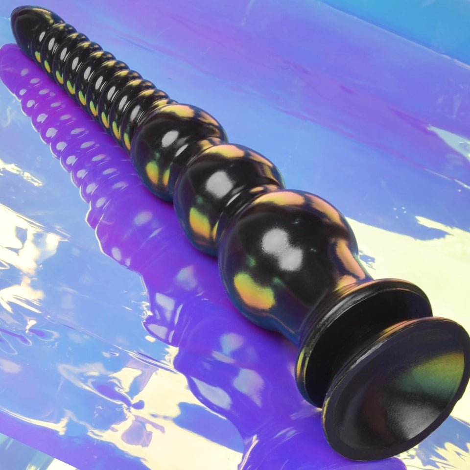 MEBAULT 12.4 inch Anal Beads Trainer with Suction Cup Black Butt Plug Cone Anal Stretcher Prostate Massager Dilator Sex Toy for