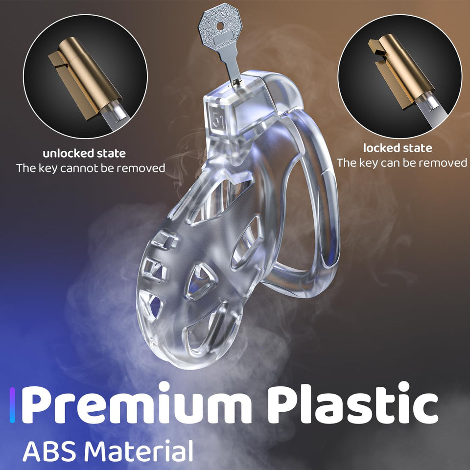 Yivans Male Chastity Device Cock Cage, Lightweight Chastity Cage Body-Safe Penis Cage for Men with 3 Different Sizes Ring & Invi