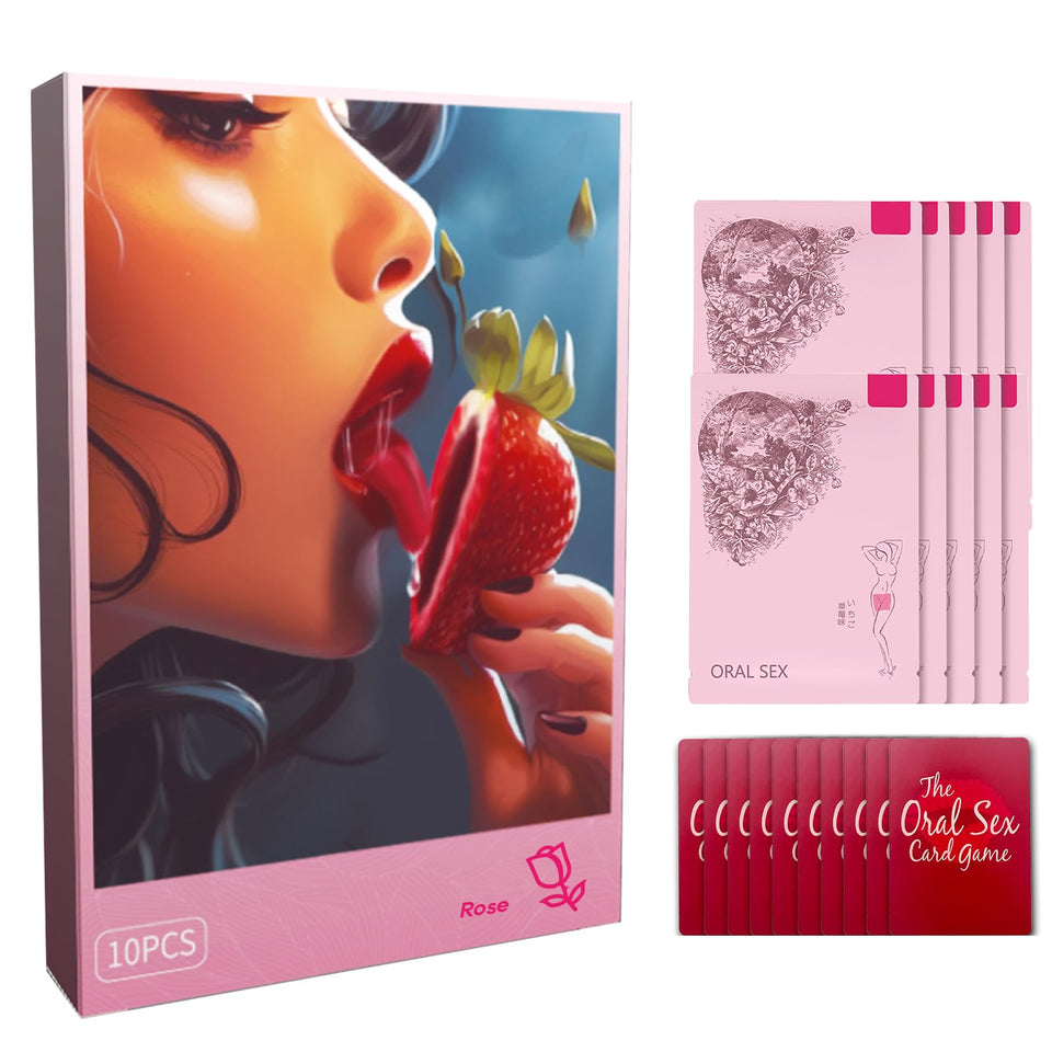 Rose Flavour Ultra-Thin Oral Sex Membrane and 10 Sex Position Cards,Oral Sex Covering for Gay,Men and Women Giving Each Other Or