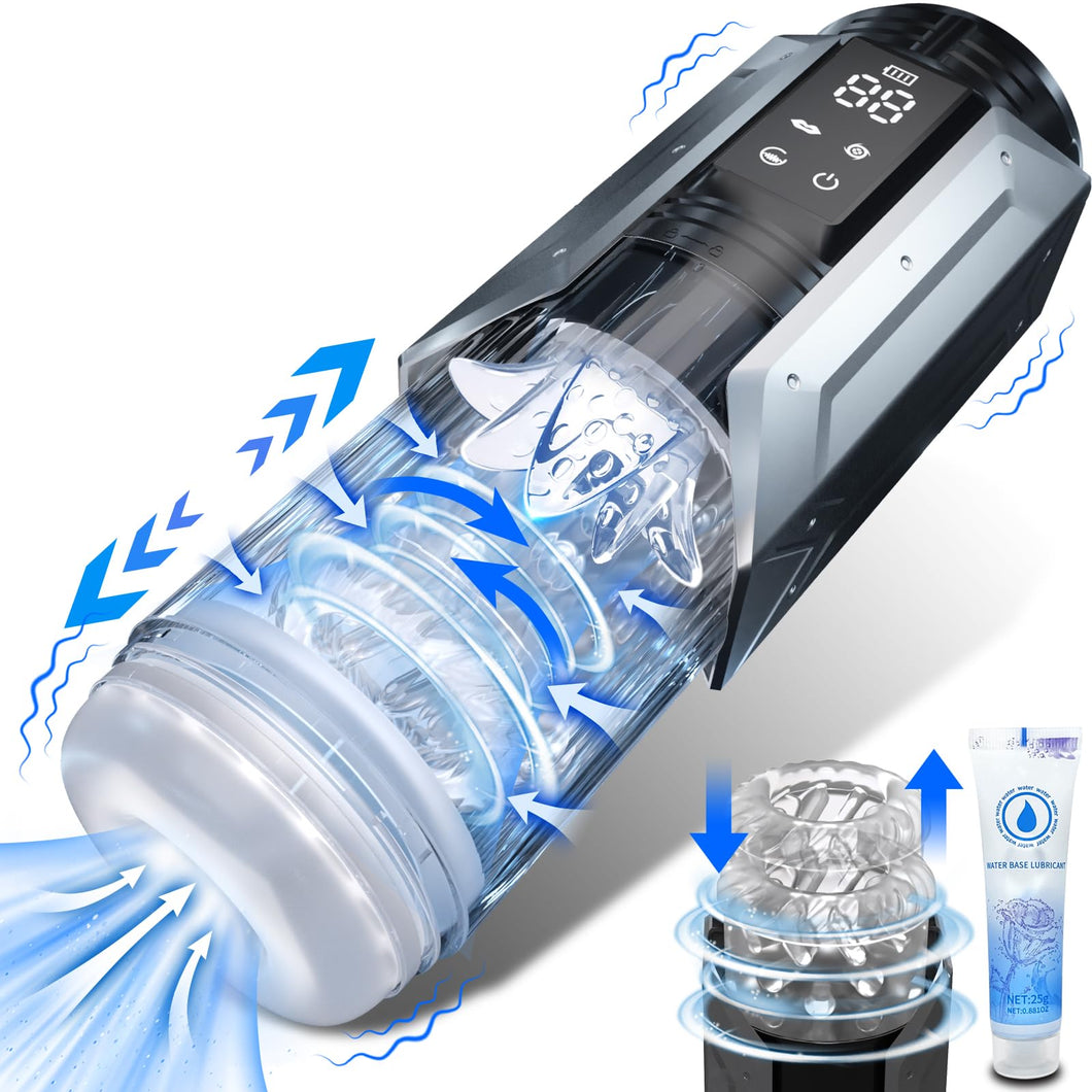 Automatic Male Masturbator Sex Toys - Penis Pump Male Sex Toys Pocket Pussy with 7 Sucking& Vibrating& Thrusting& Rotating Modes