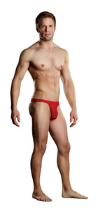 Nylon/Spandex Pull Tab Thong Red O/S
