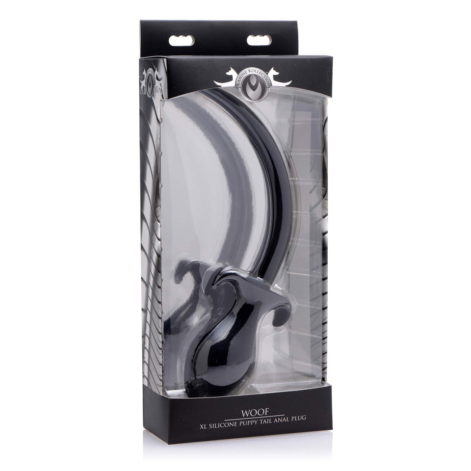 Master Series Woof Xl Silicone Puppy Tail Butt Plug, Black (Ae998)