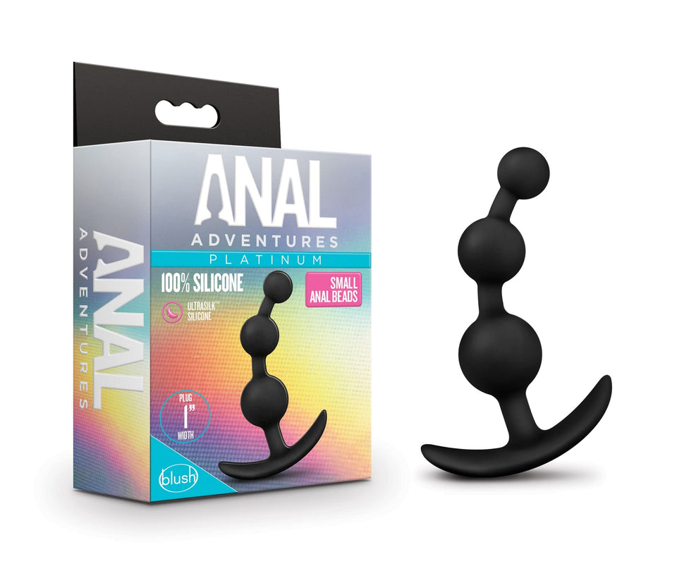 Blush Anal Adventures Silicone Beads Butt Plug - Ultrasilk Smooth Flexible Anal Plug with Graduated Size Balls - Anchortech Stay