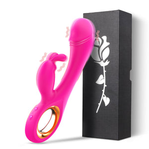 Rabbit Vibrator Sex Toys for Women, Ablushgirl G Spot Clitoral Anal Nipple Vibrating Realistic Dildo Stimulator with 7 Powerful