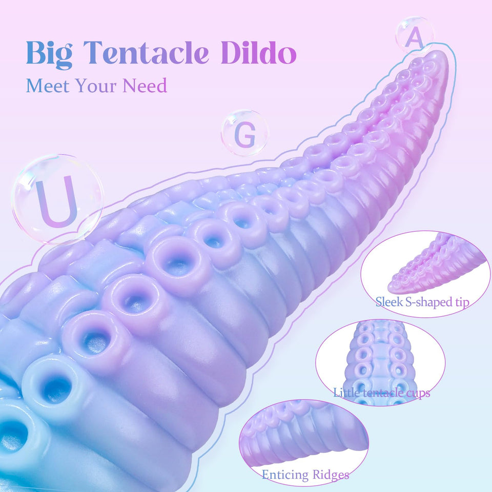 Monster Dildo Adult Sex Toys: Luminous Thick Tentacle Dildo with Suction Cup, 8.7 '' Big Dragon Dildos Liquid Silicone Anal Toys