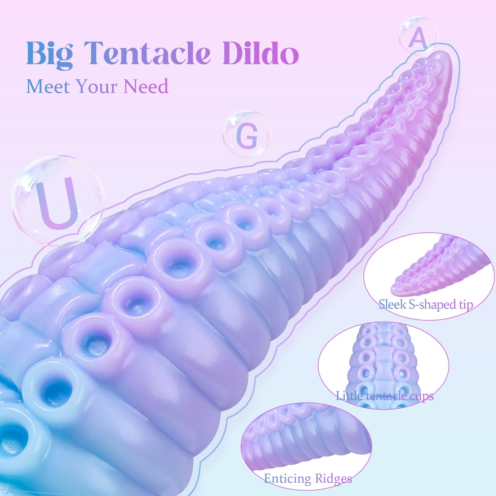 Tentacle Dildo Adult Sex Toys: 7.5 '' Luminous Thick Monster Dildo with Suction Cup, Big Dildos Liquid Silicone Dragon Dildo for