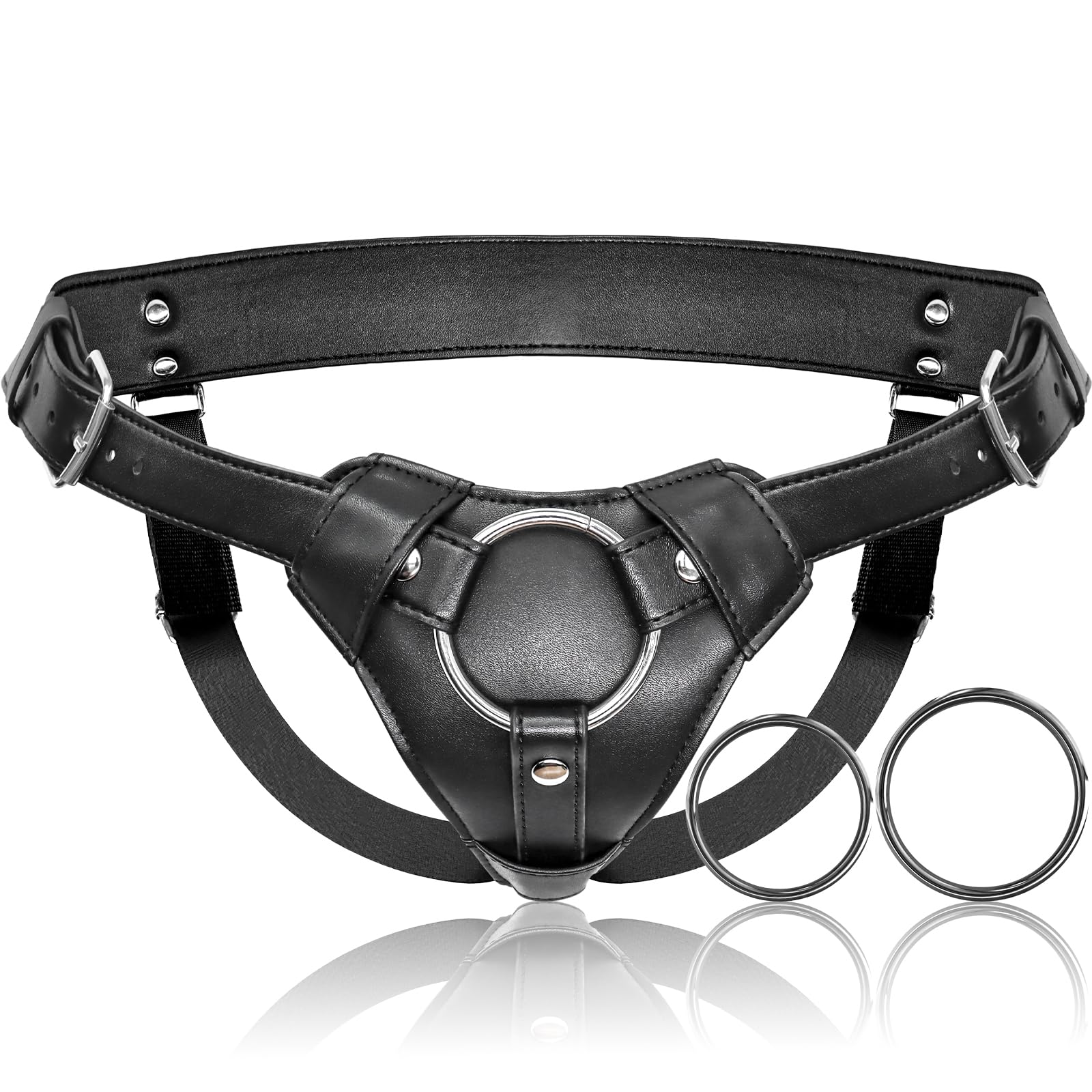 Strap On Dildo Harness Adult Sex Toys for Women Men Pegging Dildo, Adjustable Waist and Thigh Soft Nylon Vegan Leather Belt with