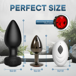 Anal Plug Vibrator with 2Pcs Butt Plug,Wireless Remote Control 10 Frequency Vibration,Small Butt Plug for Female Male Prostate M