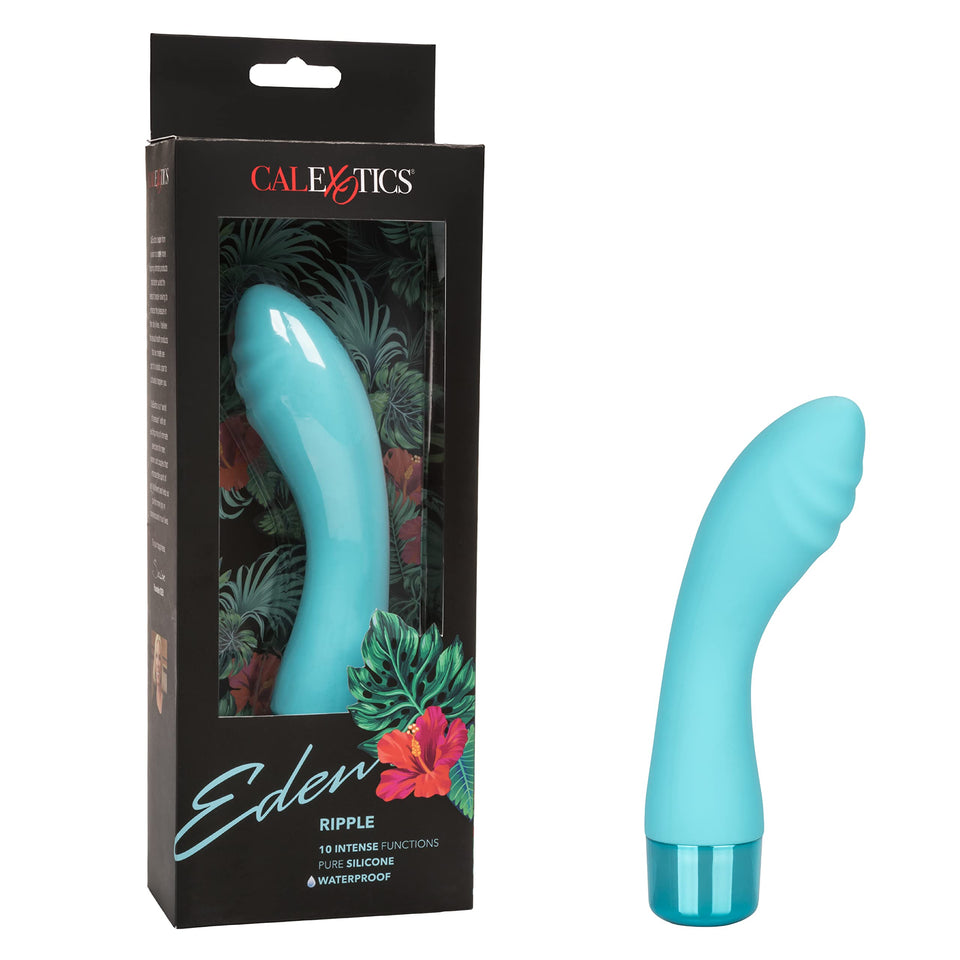 Calexotics Eden Ripple     10 Function Waterproof Silicone Vibrator     Adult Sex Toys For Couples - G Spot Massager     Blue