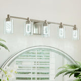 5-Light Brushed Nickel Vanity Lights,Bathroom Vanity Light Fixtures, Dimmable White/Neutral/Warm Light Brushed Nickel Light Fixt