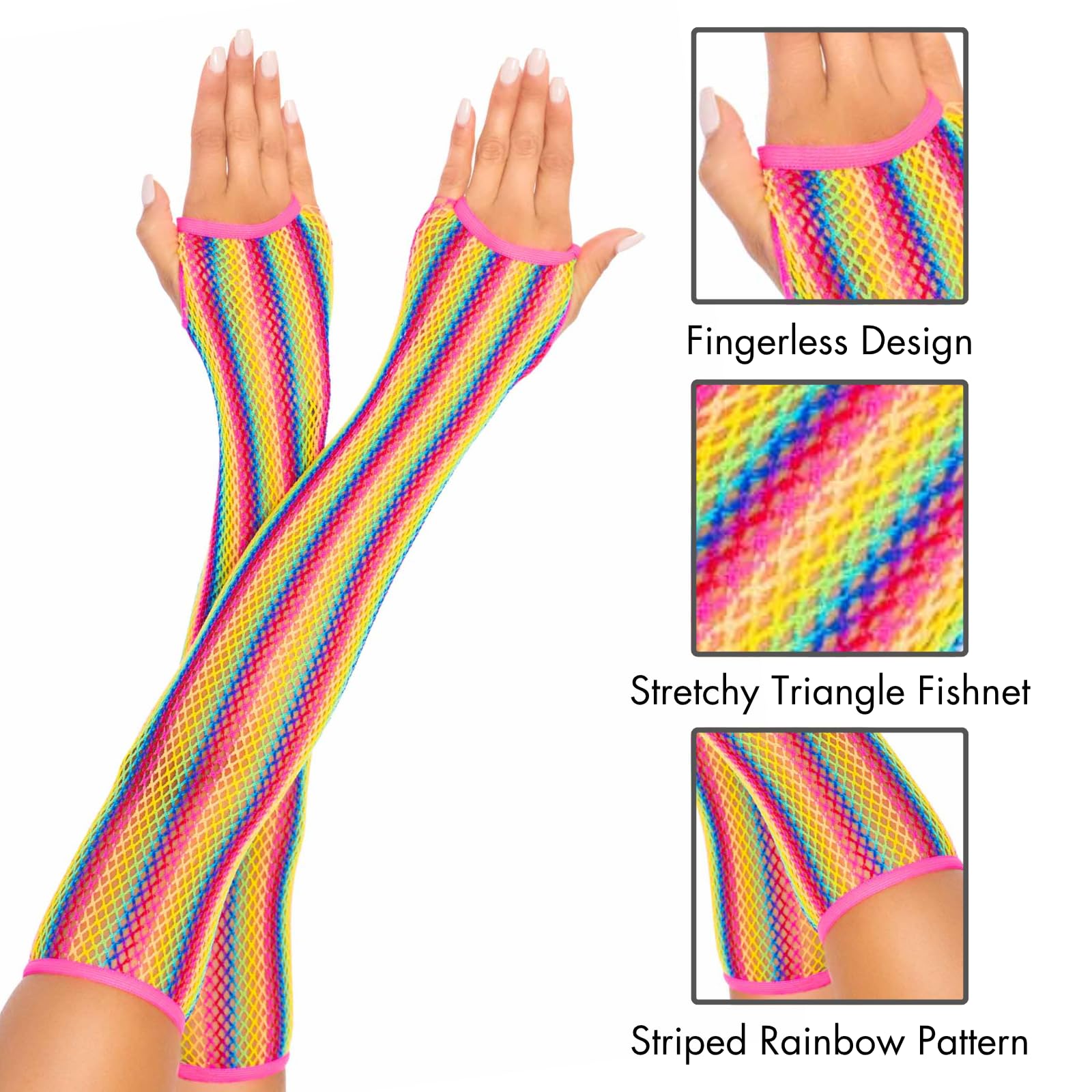 Rainbow Net Arm Warmers. - O/S / Multicolor