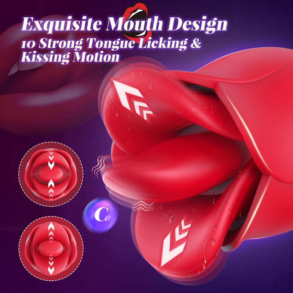 G Spot Vibrator Rose Sex Toys - Bszone 4IN1 Dildo Vibrators for Women with 10 Vibrating & Flapping Adult Sex Toy Clitoral Stimul