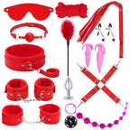15Pcs Bondage Restraints Sex Toys Adult Games Kit SM Fetish Bed Restraints Set for Beginners Cuffs Blindfold Spanking Nipple Cla