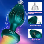 Anal Plug Adult Sex Toys - 10 Modes Vibrating Butt Plug LED Colorful Light up Remote Control for Prostate Massage, Adult, Men, W