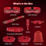 Sex Bondage BDSM Toys Kit, Upgrade 11 Pcs Couples Restraints Toy Set with Adjustable Hand/Ankle/Thigh Cuffs Blindfold Cross Stra