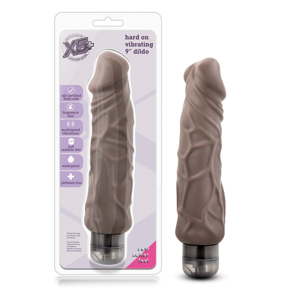 Blush X5 Plus - Hard On 9 Inch Soft Realistic Vibrating Dildo - IPX7 Subersible Waterproof - Adjustable Multi Speed Stimulating