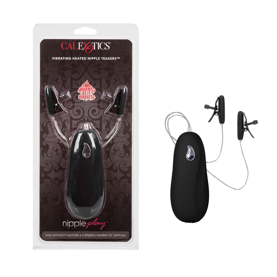 CalExotics Novelties Nipple Play Vibrating Heated Nipple Teasers, Black