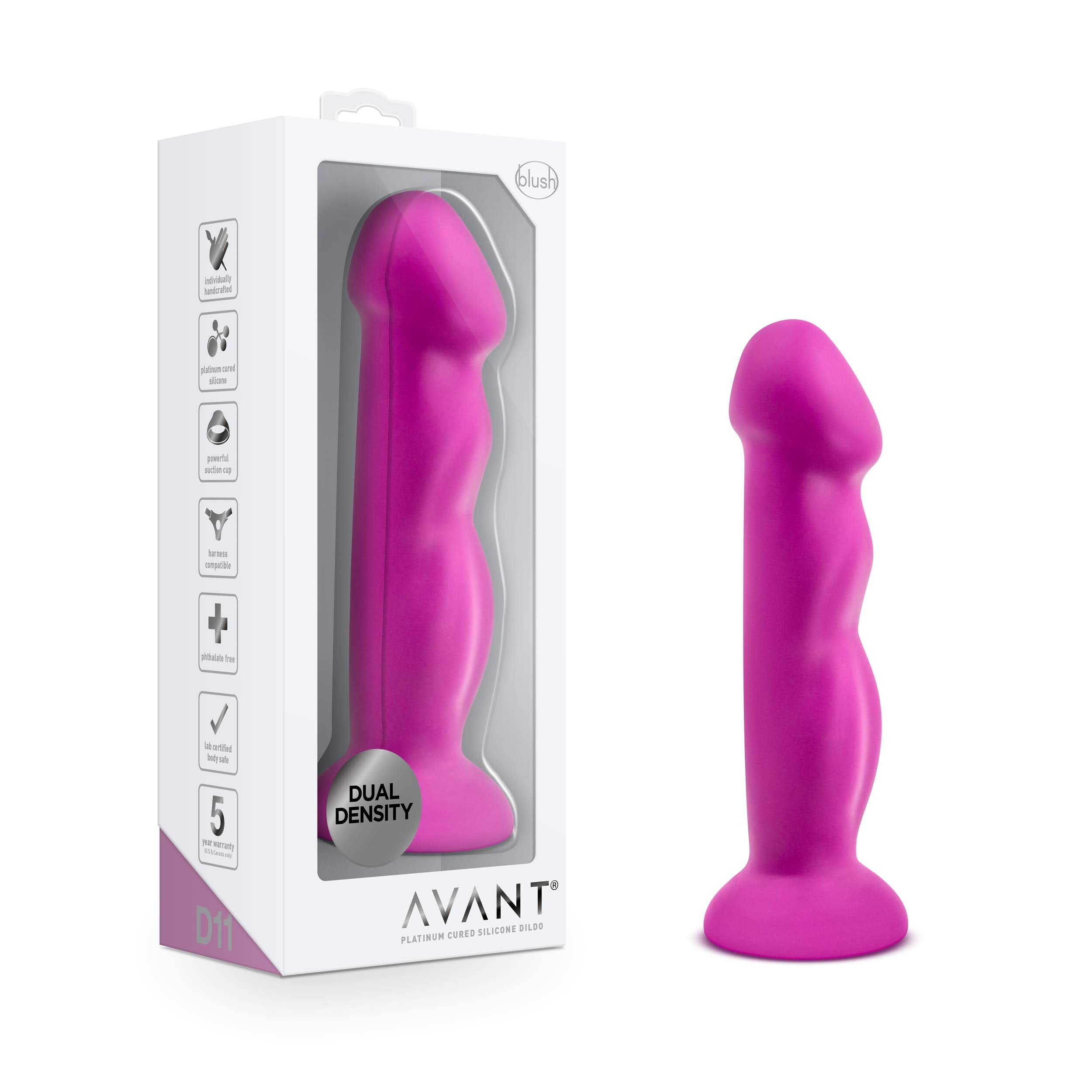 Blush Novelties Adult Sex Toys - Avant D11 Suko - Platinum Cured Purio Silicone Dildo - 8 Inch Long - Ultrasilk, Dual Density Sh