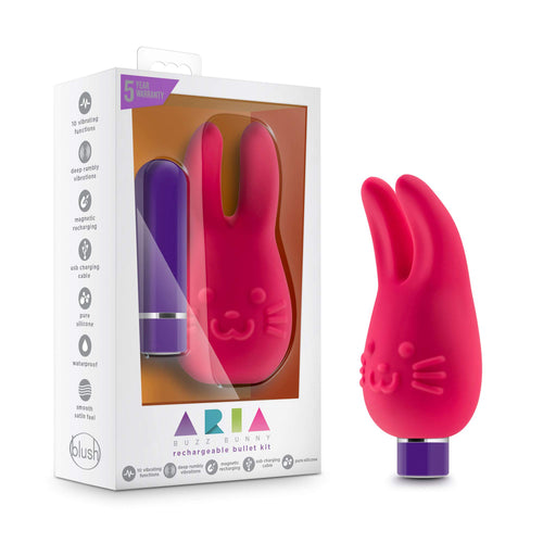 (D) Aria Buzz Bunny Cerise Rechargeable Bullet Kit