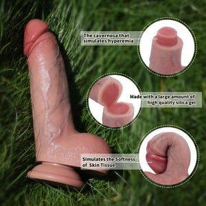 Realistic 8 Inch Handmade Huge Thick Soft Silicone Dildos, Real Lifelike Penis for G Spot and Anal Play,Strong Suction Extra Lar