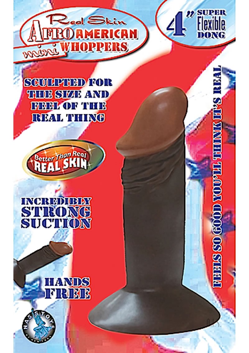 Real Skin Afro American Mini Whoppers Dong Dildo, Brown, 4 Inch