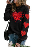 LLHXRUI Valentines Sweatshirt for Women Cute Heart Love Shirt Graphic Tees Raglan Long Sleeve Pullover Tops(Black,Medium)