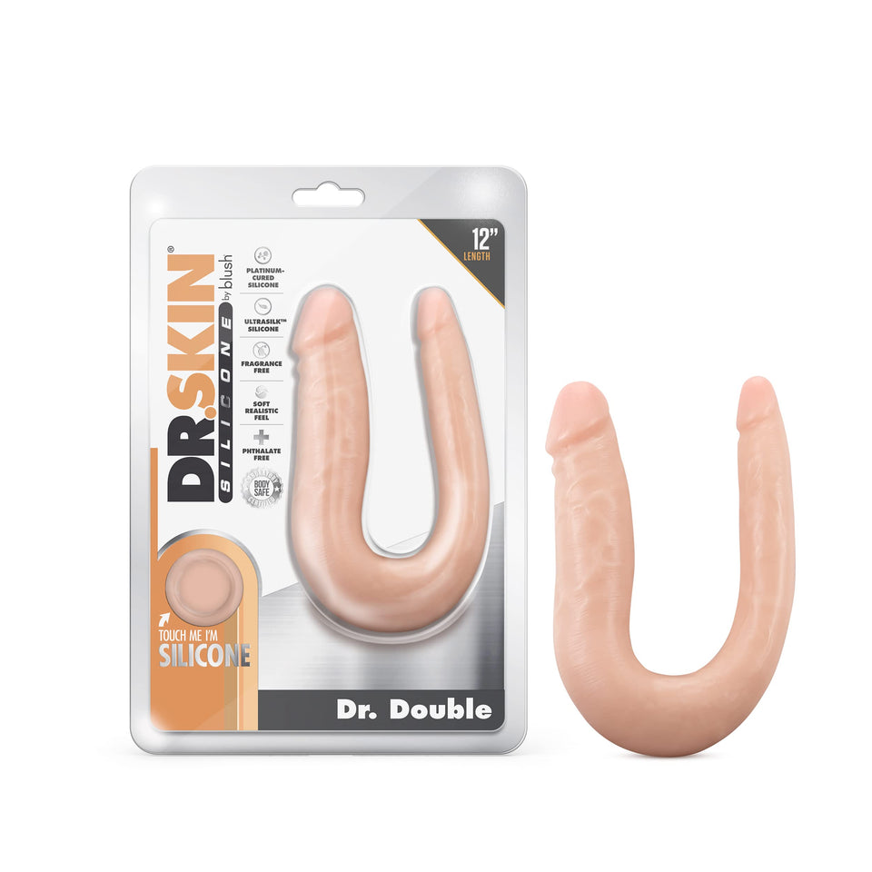 Blush Novelties Doctor Double - 12 Inch Double Dildo - Platinum Cured Purio Silicone - Ultrasilk Smooth - U Shaped For Easy Thru