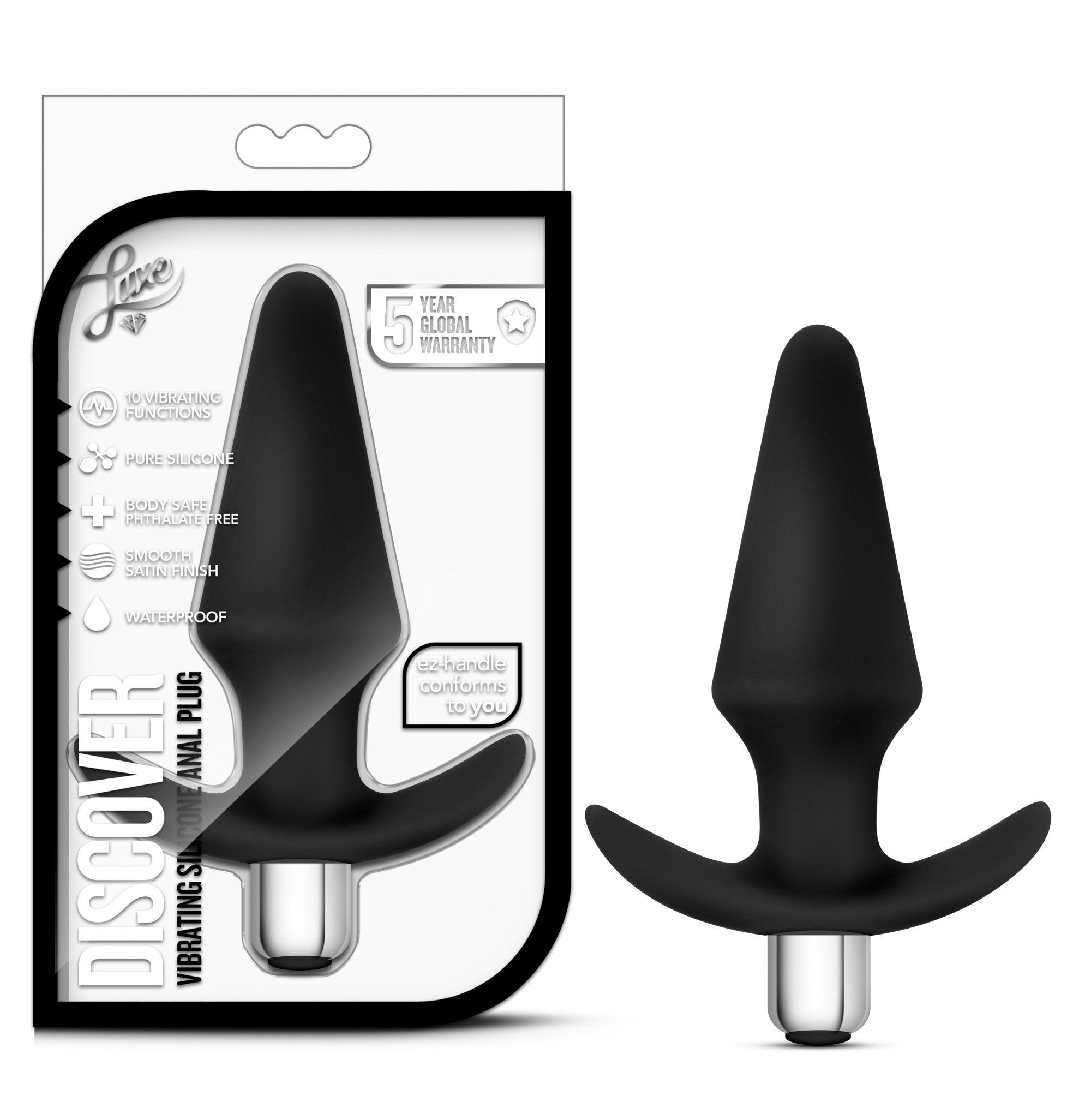 Blush Novelties Discover - 10 Vibration Modes Platinum Puria Silicone Anal Plug - 5'' Tapered Plug For Comfort - Satin Smooth Ul