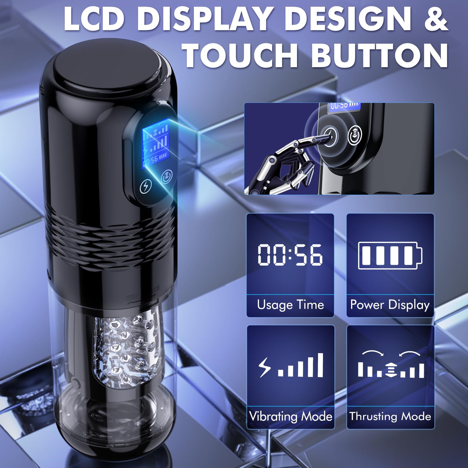 EORONE Male Sex Toy for Men Male Masturbator - Sex Toys for Men Adult Toys with 10 Vibrating & 6 Thrusting, Male Mens Sex Toys P