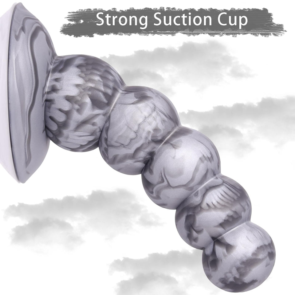 Beginner Liquid Silicone Anal Plug 5 Balls Dildo Strong Suction Cup Hands Free Play Realistic and Soft Adult Sex Toys Insert But