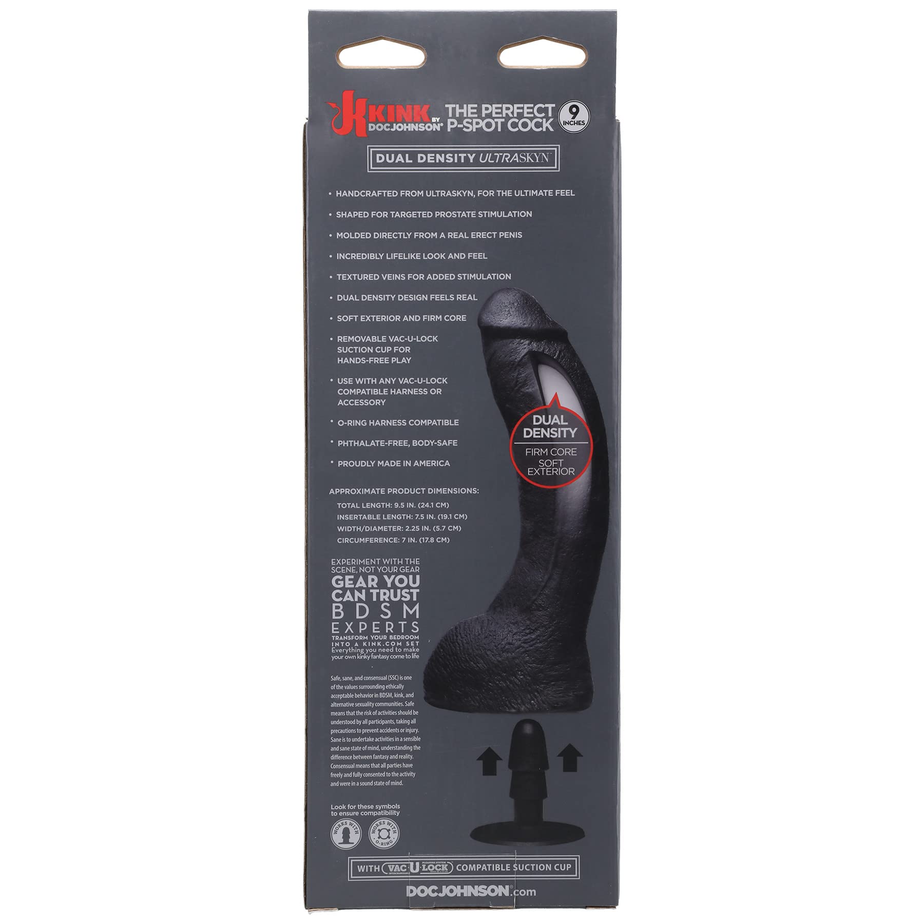 Kink By Doc Johnson The Perfect Pspot Cock  Dual Density Ultraskyn  Thick And Curved Realistic Cock  Removable Vaculock Su