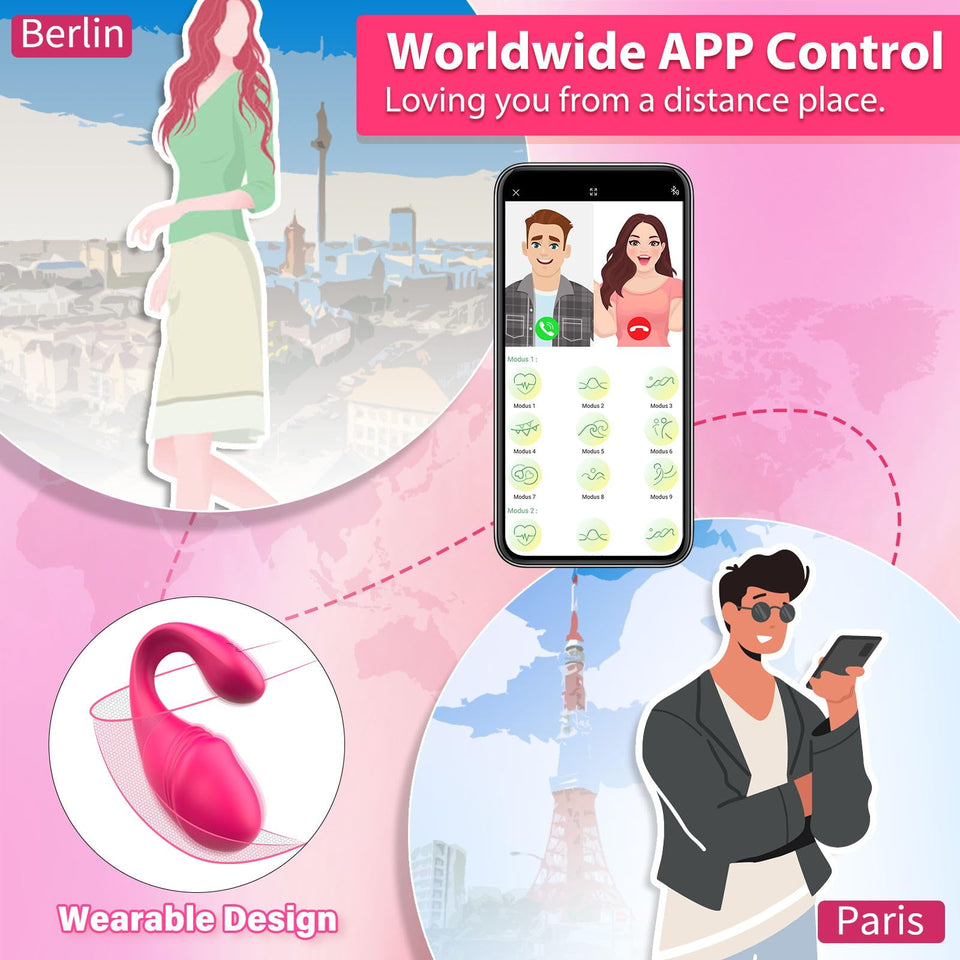 Remote Control G-spot Vibrator for Women - Adult Sex Toys Vaginal Anal Dildo Massager with Global APP Control & 18 Intense Vibra