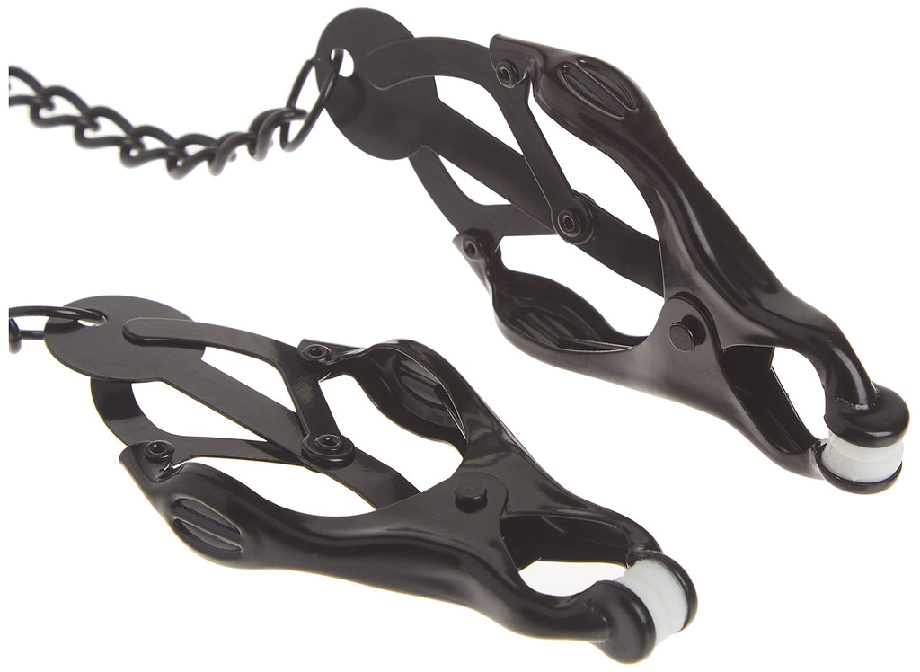 M2M Nipple Clamps, Jaws With Chain, Black