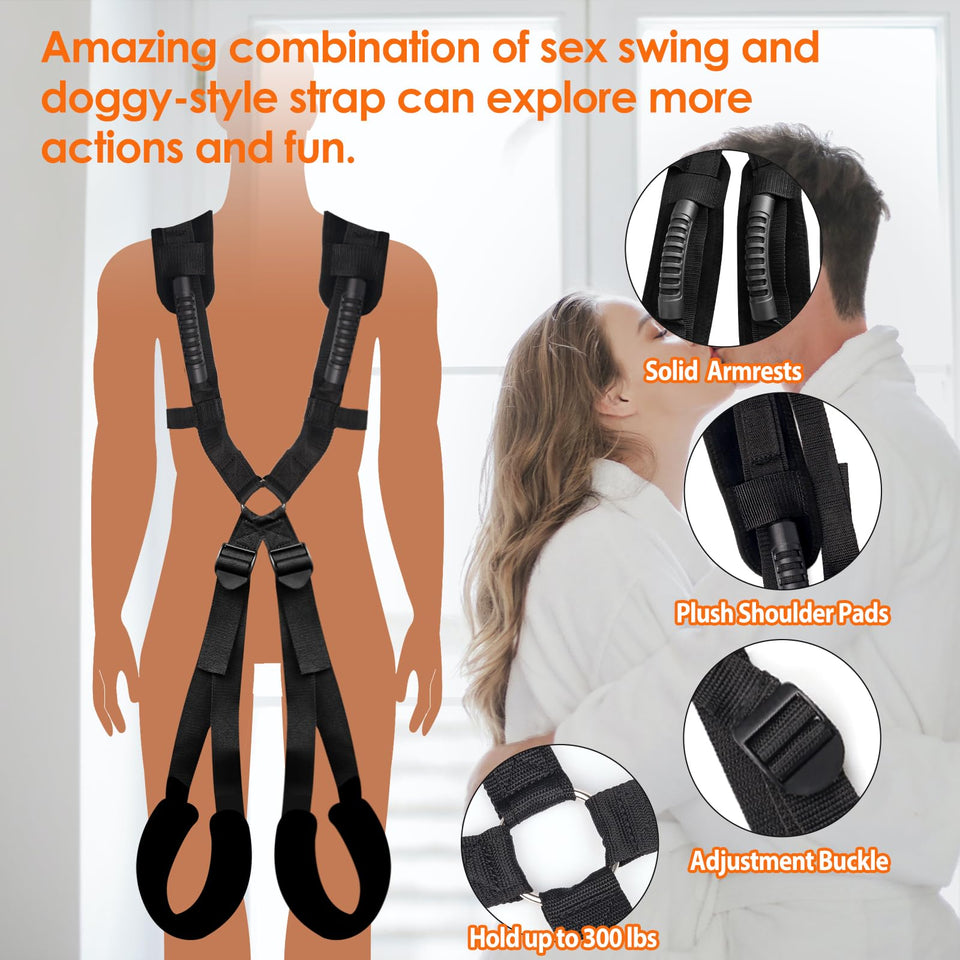 Adult Sex Toys BDSM Bondage Love Slings for Couples, Sex Swing Set with Adjustable Straps, Soft Plush Padding Mat, Sex Restraint