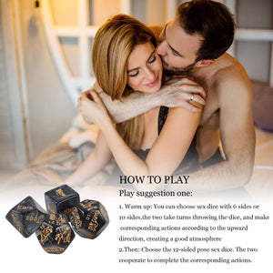 Sex Dice for Adult Couples Date Ideas Sex Games, 4pcs Couple Sex Toys-Black