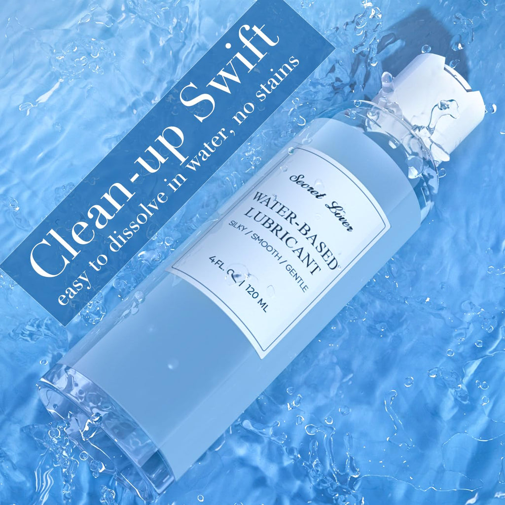Secret Lover Water-Based Personal Lubricant, Portable Silky Smooth Long-Lasting Lube for Women, Men, and Couples, Natural Ingred