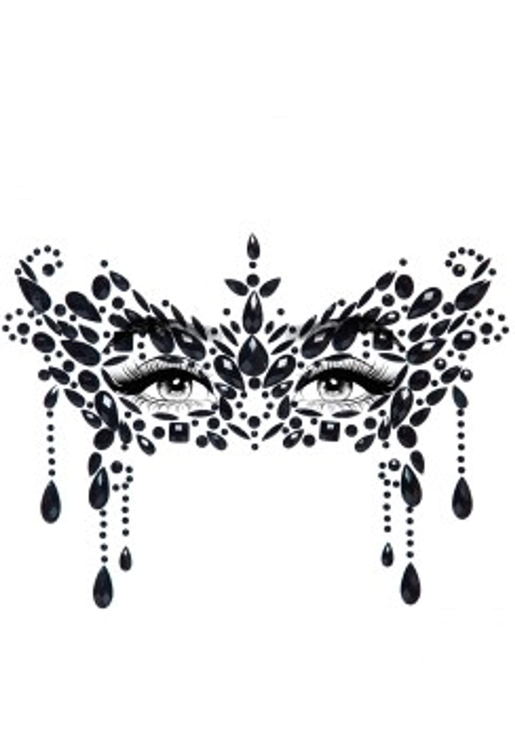 Masquerade Adhesive Face Jewel - O/S / Clear