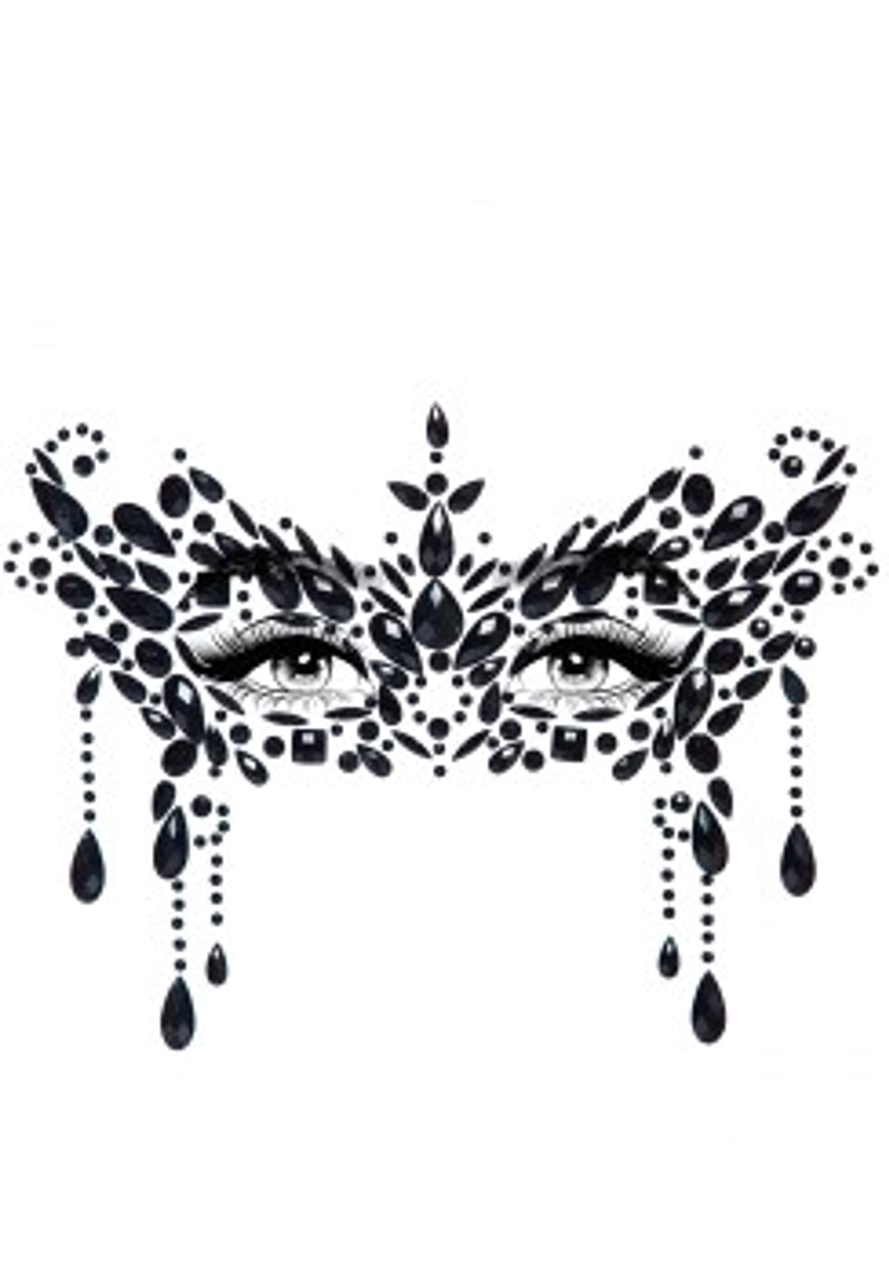 Masquerade Adhesive Face Jewel - O/S / Clear
