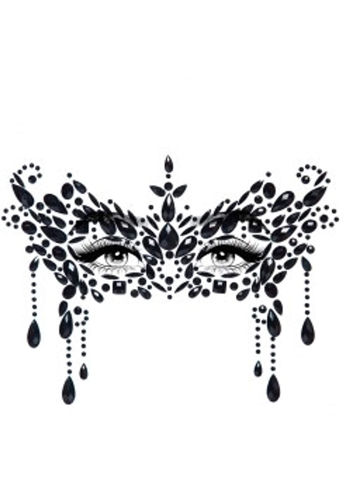 Masquerade Adhesive Face Jewel - O/S / Clear