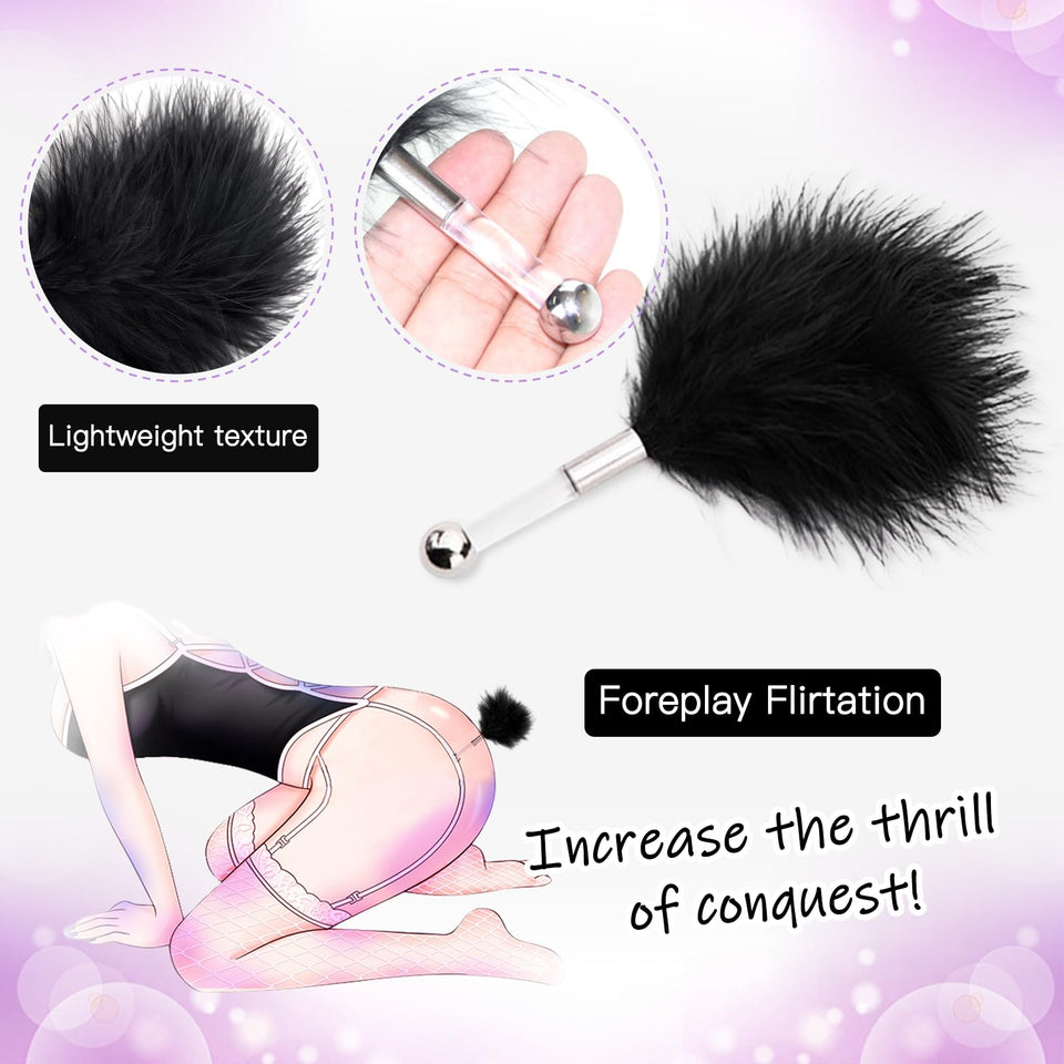 4Pcs Sex Feather Bondage Paddle Set.Leather Whip Spanking Whip for Couples Role Play Accessories,Bondage Restraint Sex Flogger P
