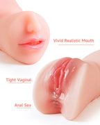 3 in 1 Pocket Pussy Male Masturbator, Sex Doll with 3D Textured Vagina & Tight Anus & Drying Stick, Adult Sex Toy Male Blowjob S
