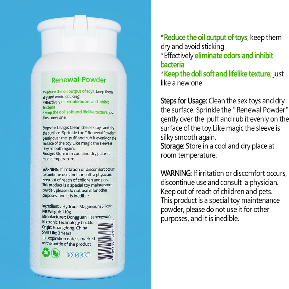 HOSGOT Renewal Powder for Sex Dolls Male Masturbator Dildo, Sex Toy Cleaner Conditioning Care Powder, Renewing Keep Dry and Not