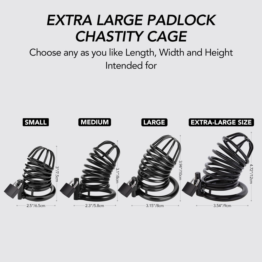 Male Cock Cage Chastity Device - Chastity Cage with 4 Active Rings Adult Sex Toy for Men Penis Exercise | Key and Lock Included