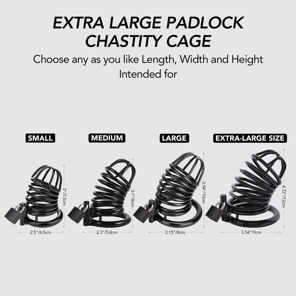 Male Cock Cage Chastity Device - Chastity Cage with 4 Active Rings Adult Sex Toy for Men Penis Exercise | Key and Lock Included