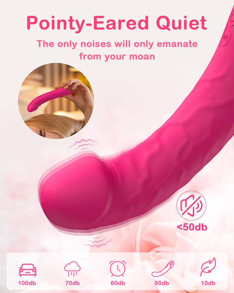 8.6 Inch Realistic Dildo Vibrator for Women,10 Powerful Vibration Modes for Clitoral and G-spot Stimulation, Waterproof Rose Adu