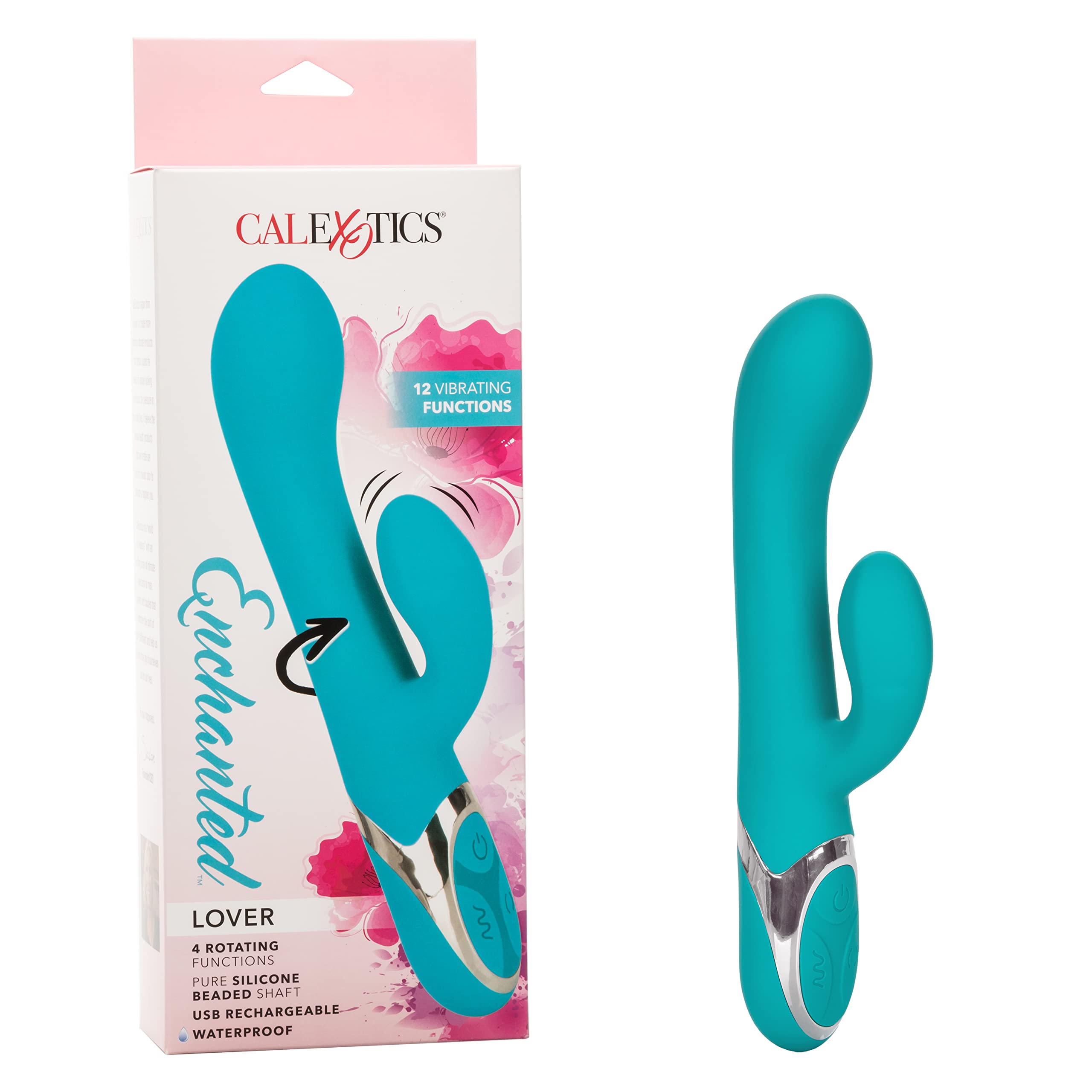 Calexotics Enchanted Lover Massager - Waterproof Vibrator Toys For Couples - Adult Sex Clitoral G Spot Rabbit Massager - Teal