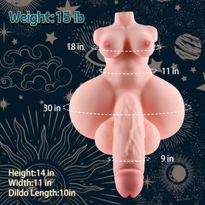 HSOUELA 15lb Dildo Pussy Shemale Sex Doll Trans Sex Toy,3 in 1 Sex Doll with Penis Penetrable Big Dildo Torso Lifelike Male Mast