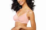 Bali Designs Women'S Double Support Cotton Stretch Wire-Free Bra, Blushing Pink, 42C