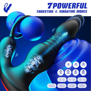 BEISAR Prostate Massager Anal Vibrator Thrusting Vibrating 7 Modes with Cock Ring Anal Plug Anal Sex Toys P Spot Massager Male S