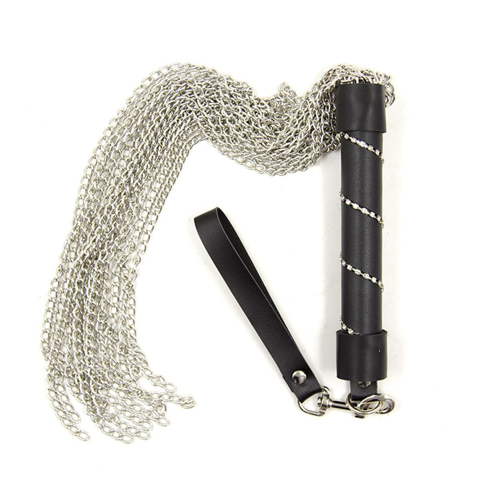 Sex Bondage Toy Whip with Stainless Steel Tassel Chain Sm Sex Role Play Training Whip Sex Toy for Couple Flriting Whip for BDSM